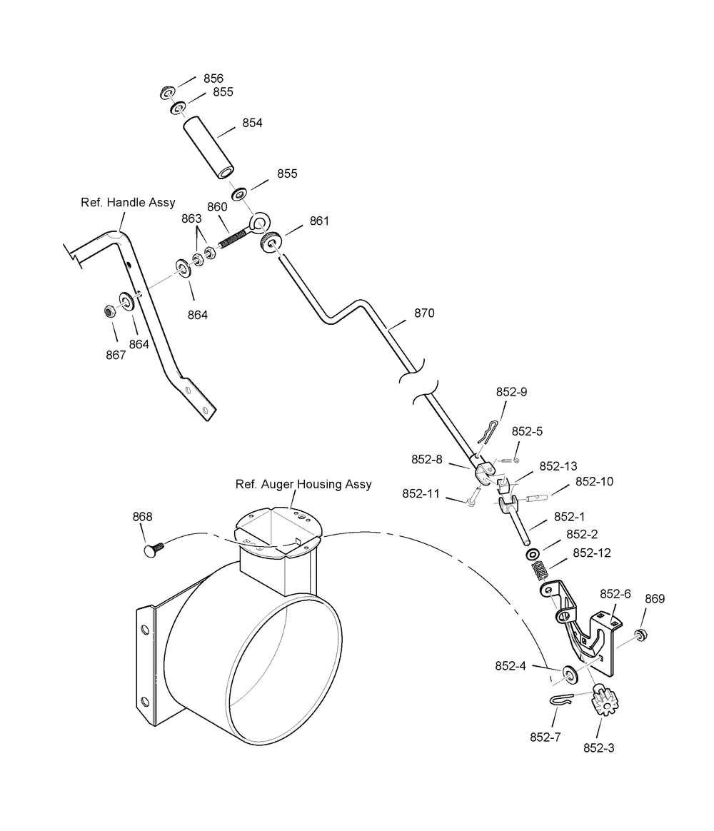 Chute Rod Diagram and Parts List for 6240810X110 (18-2827-88  SN 624)(2007) Briggs and Stratton Snow Blower